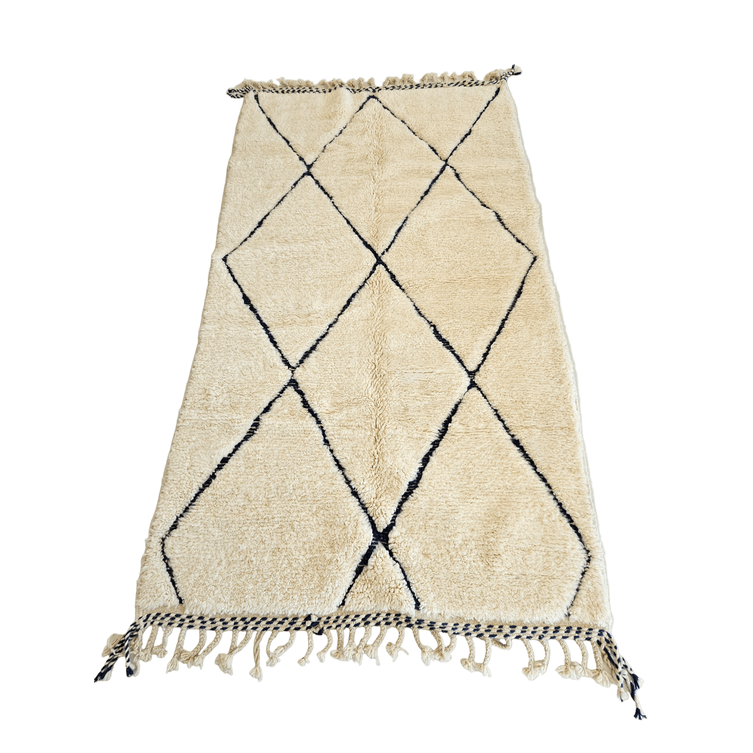 Beni Ouarain - Rug (White/Blue) - Vibes del Mundo