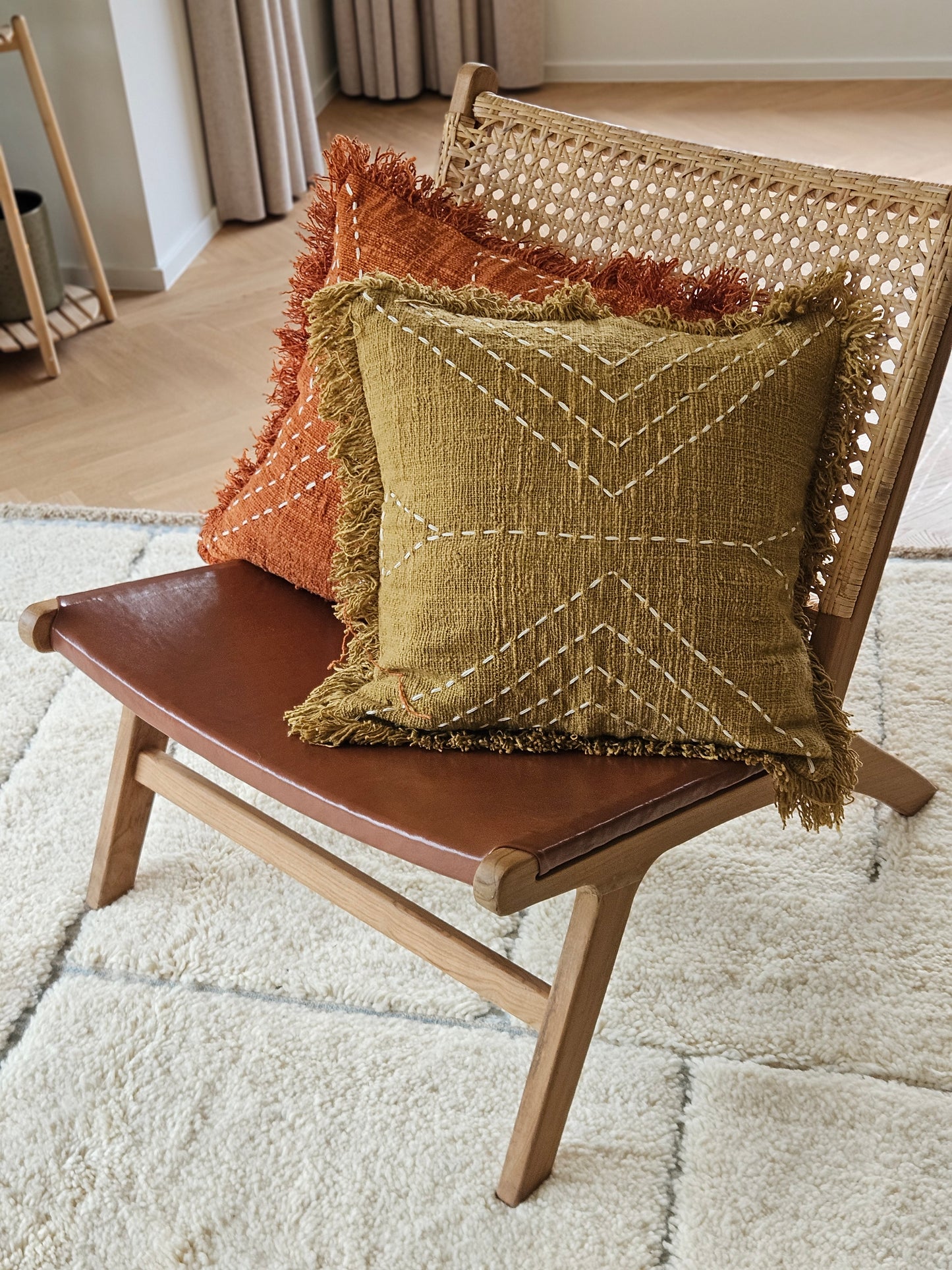 Beni Ouarain - Tapis (Blanc/Bleu) XL - Unique en son genre !