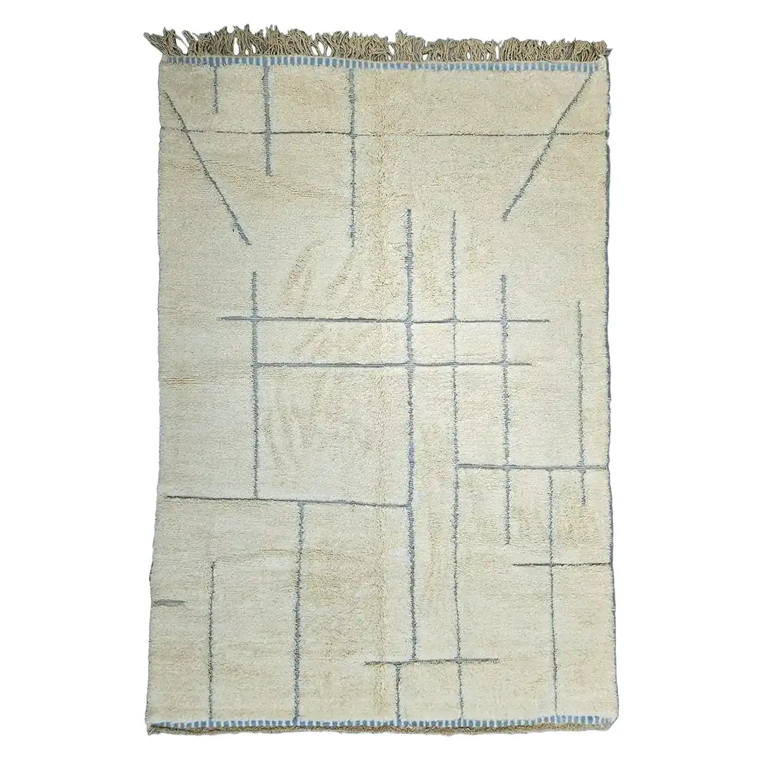 Beni Ouarain - Tapis (Blanc/Bleu) XL - Unique en son genre !