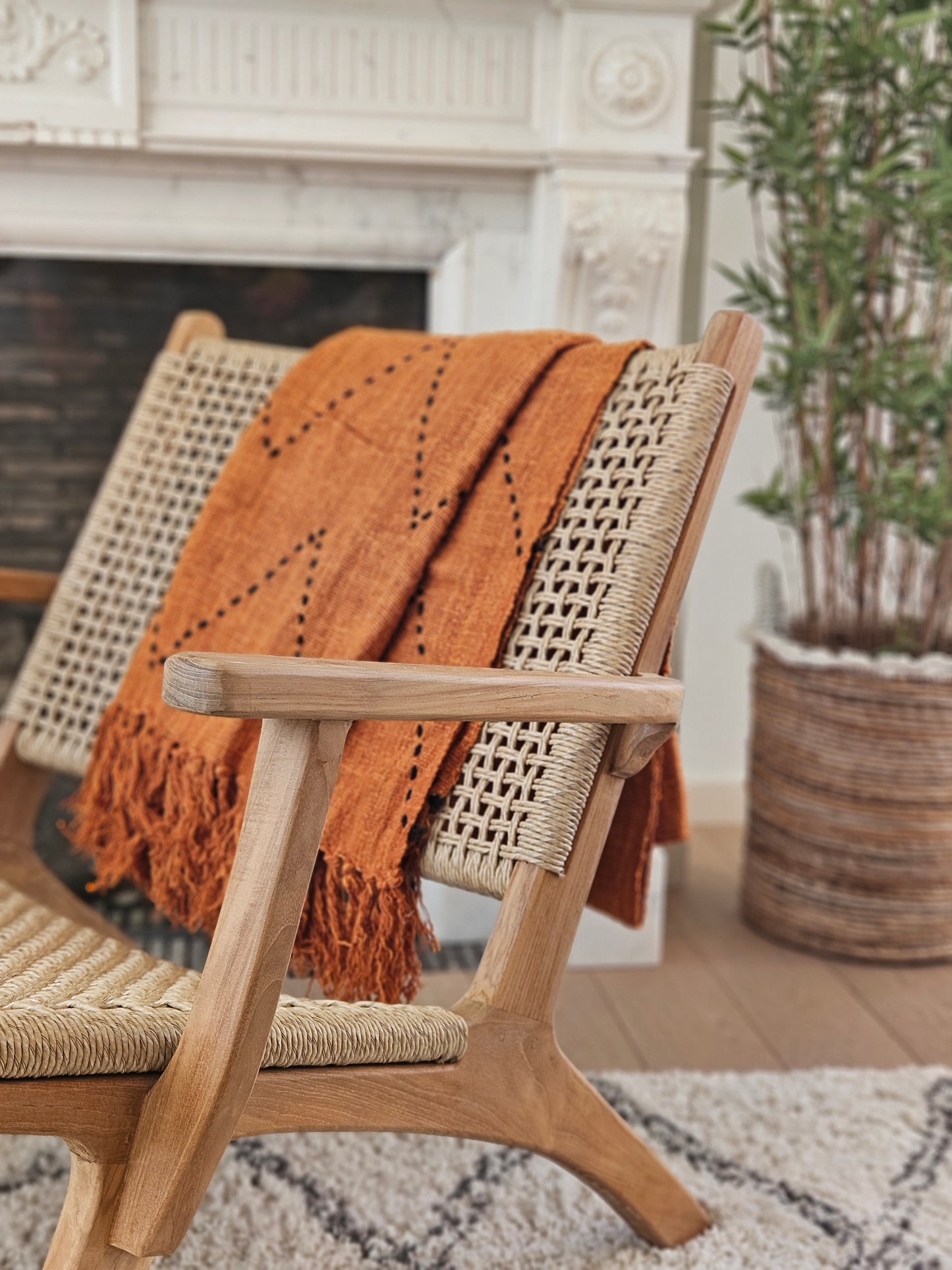 Terracotta plaid in lounge chair