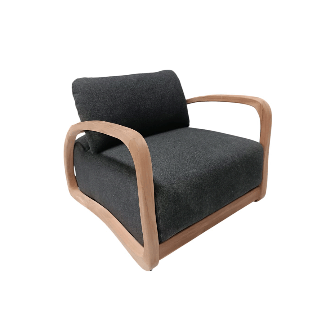 Adrian - Lounge chair in teak with black fabric