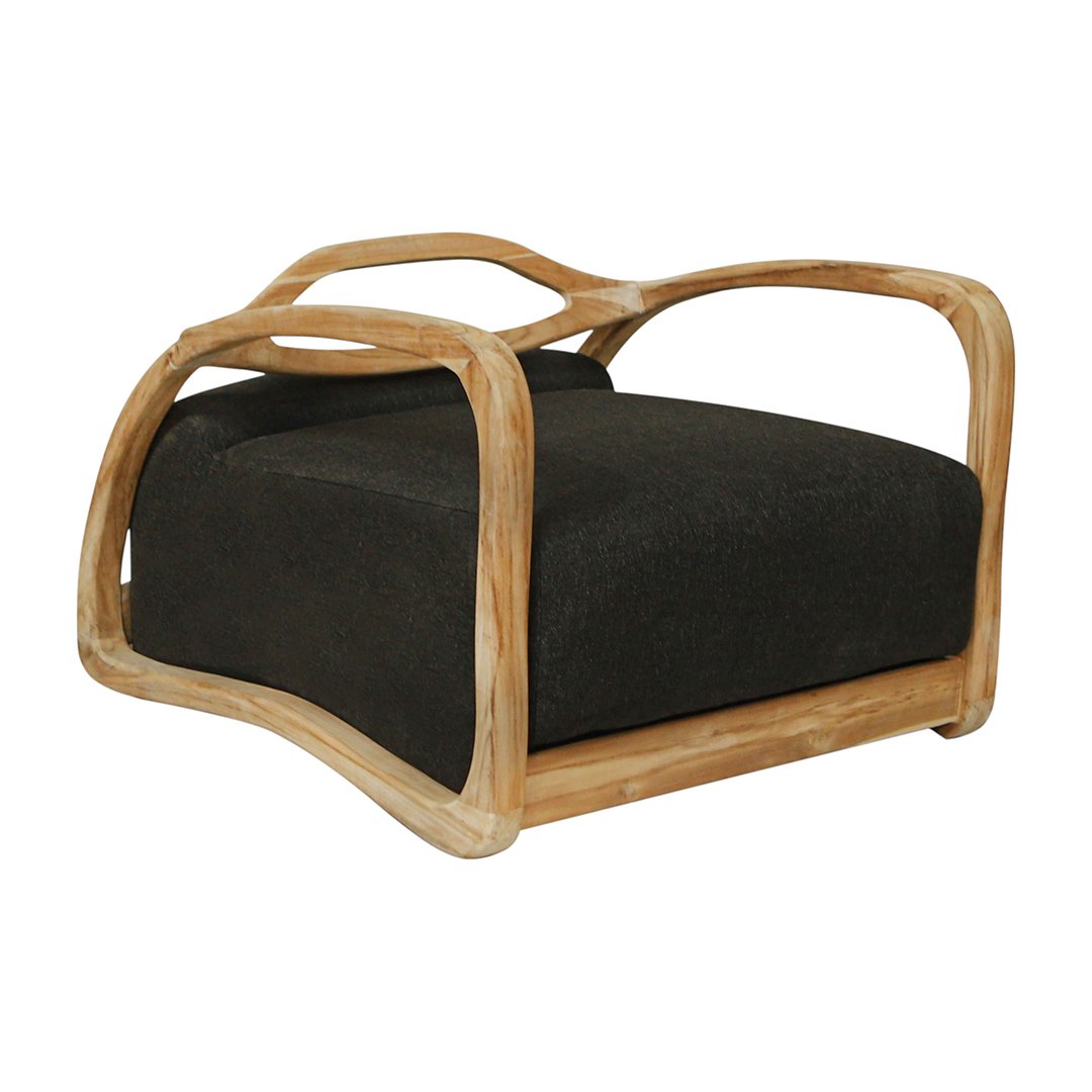 Adrian - Lounge chair in teak with black fabric