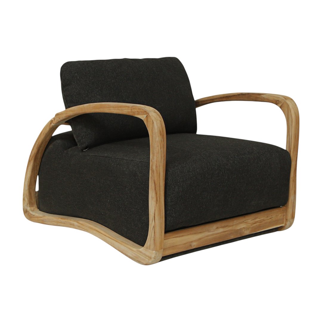 Adrian - Lounge chair in teak with black fabric
