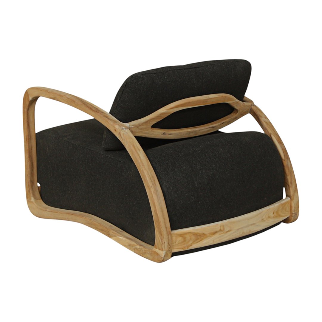 Adrian - Fauteuil lounge en teck avec tissu noir