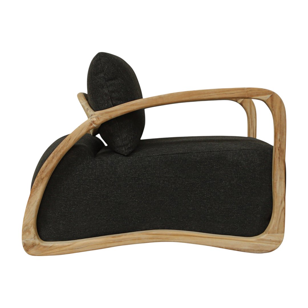 Adrian - Fauteuil lounge en teck avec tissu noir