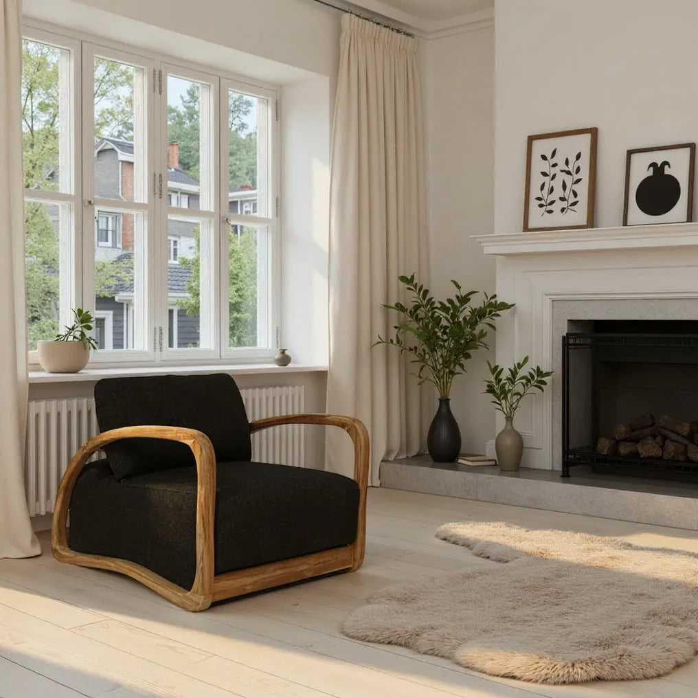 Adrian - Lounge chair in teak in boho interior