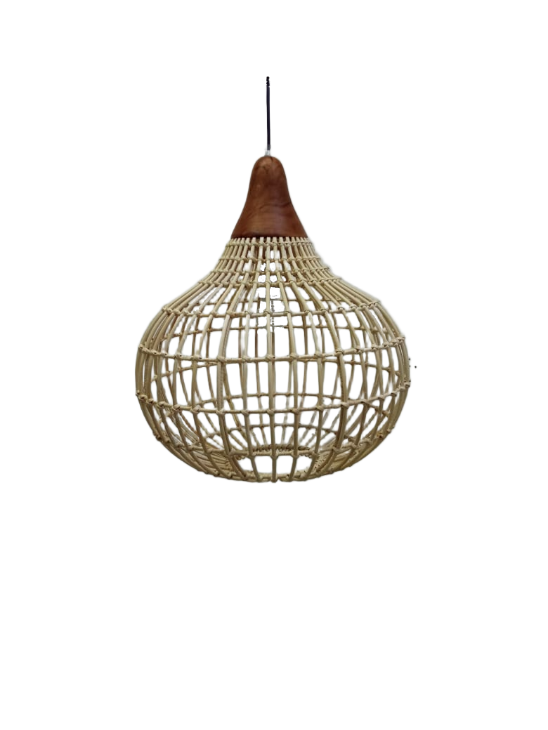 Marti - Rotan pendant lampshade with teak lamp holder