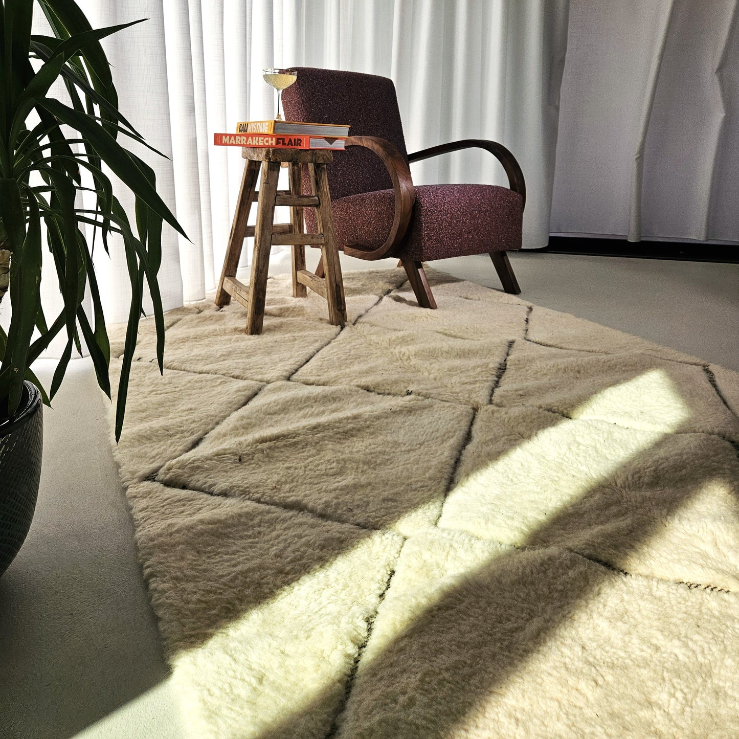 Beni Ouarain - Rug (White/Black) - One of a kind!