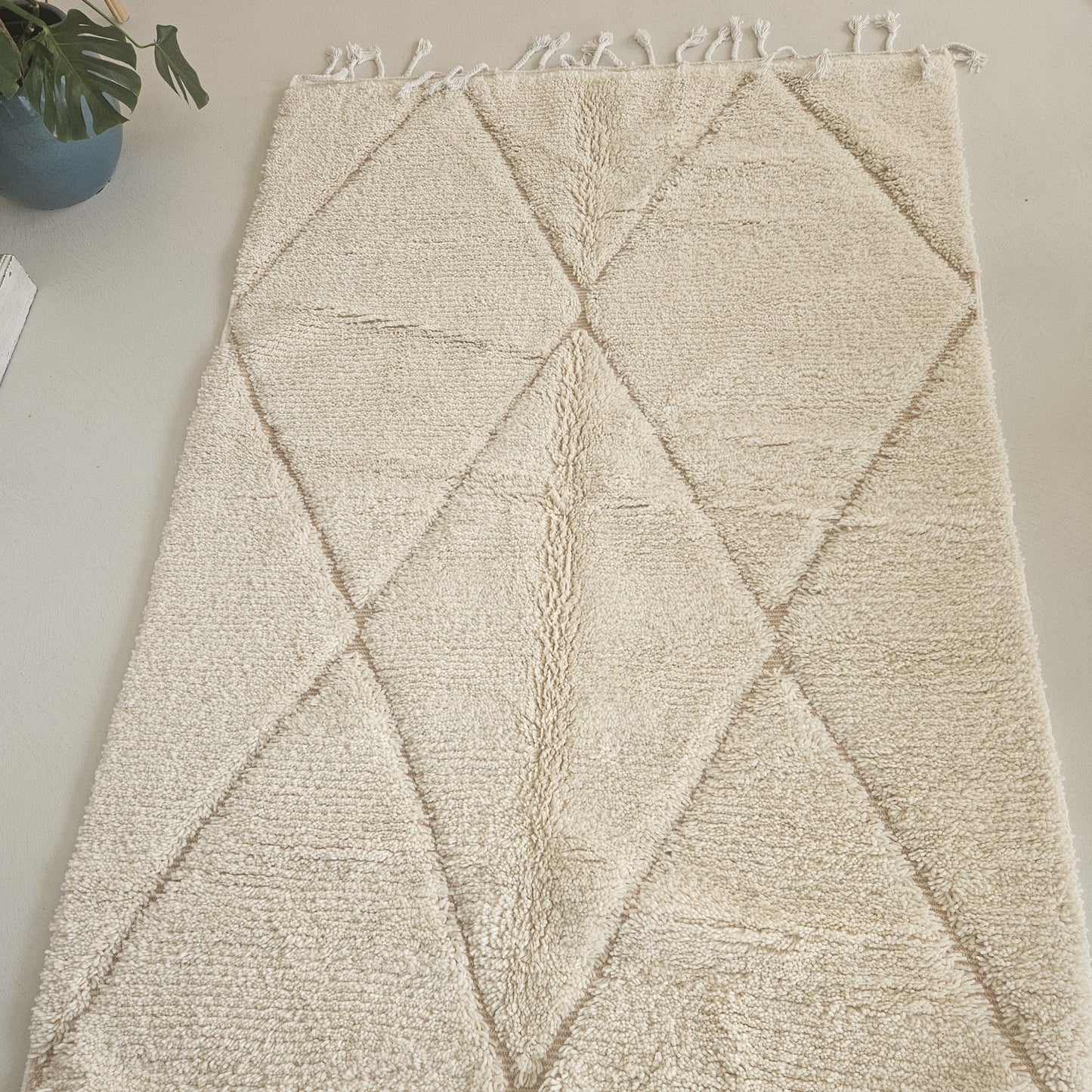 Beni Ouarain - Tappeto (Bianco/Rosa) - Unico nel suo genere!