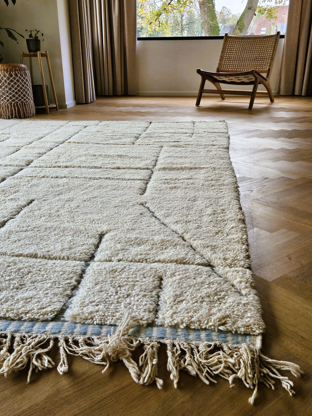 Beni Ouarain - Rug (White/Blue) XL - One of a kind!