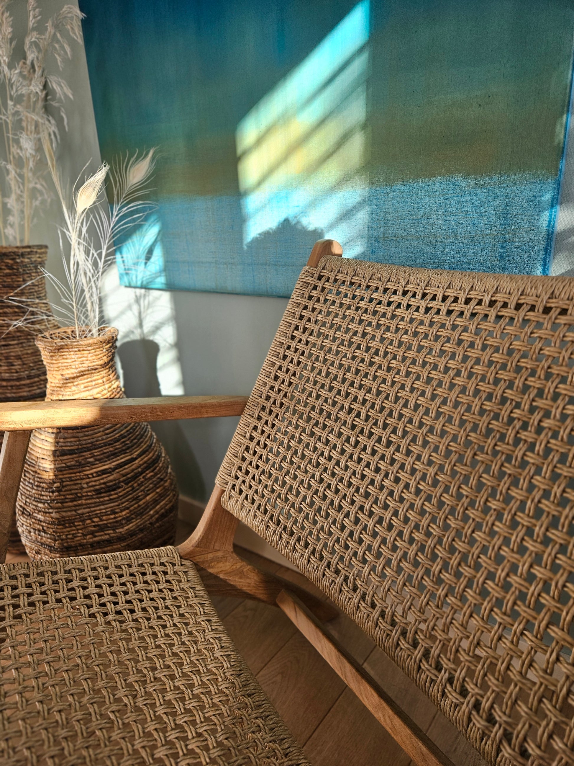 Detail of teak lounge chair