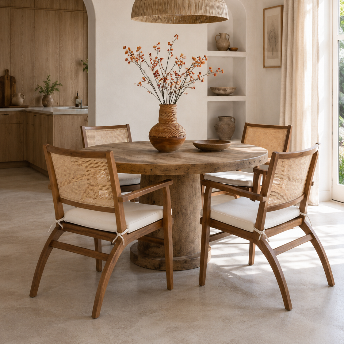 Mérida – Teak & Rattan Lounge Chair