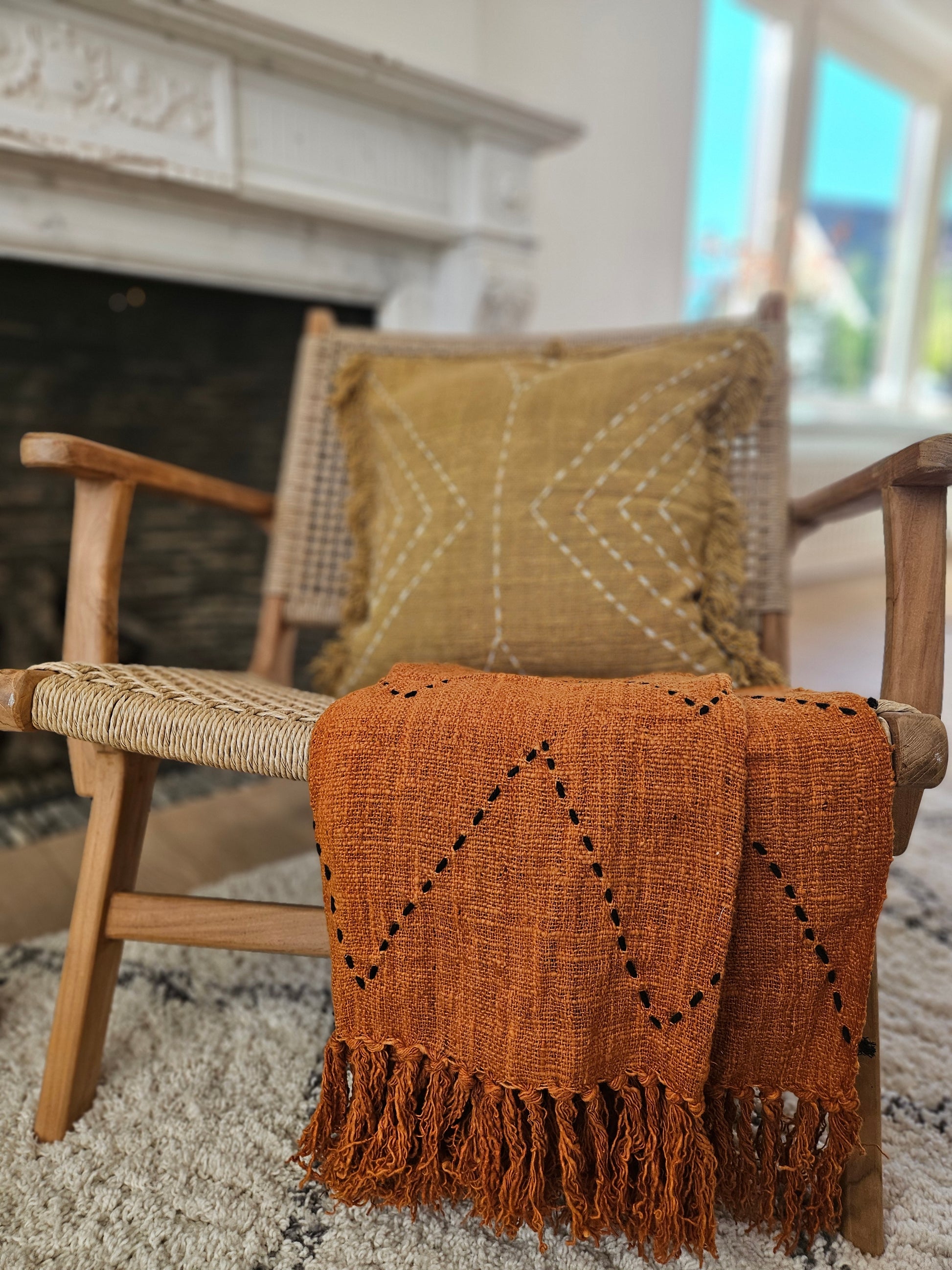 Terracotta plaid in lounge chair