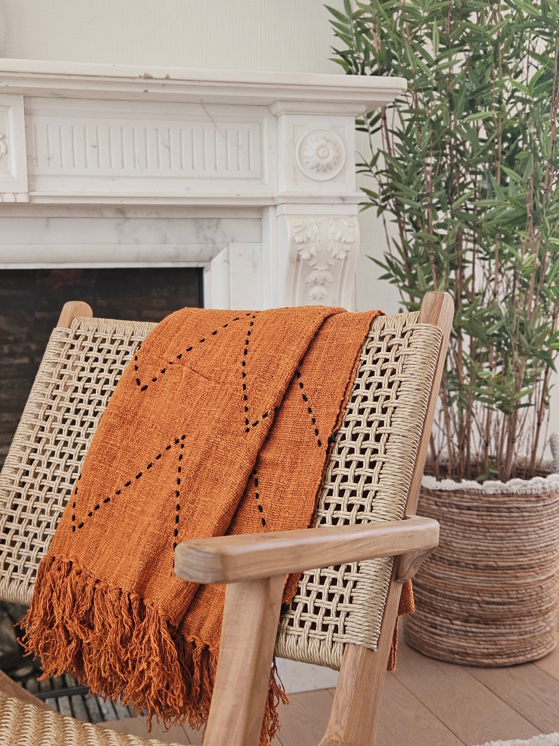 Terracotta plaid in lounge chair