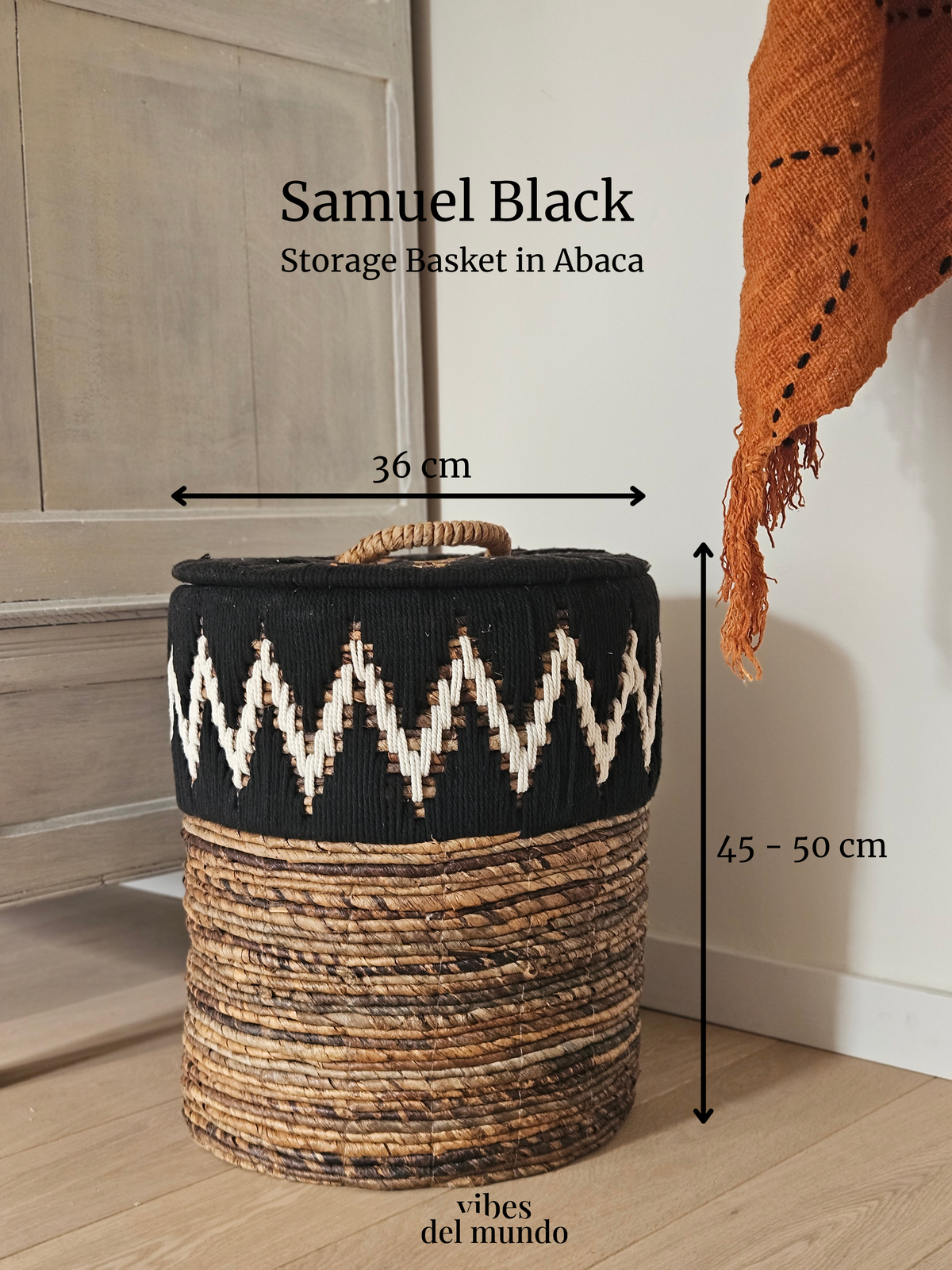Samuel Black - Cesto portaoggetti in abaca con coperchio