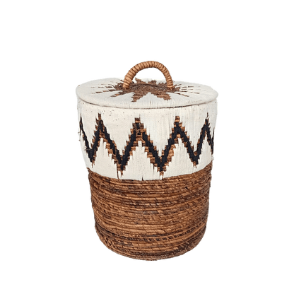 Samula Basket - Boho basket with natural fibre and white cotton