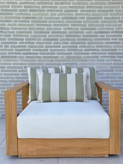Cyrus Swamp Green Outdoor-Kissen 45x45 cm – Streifenmuster