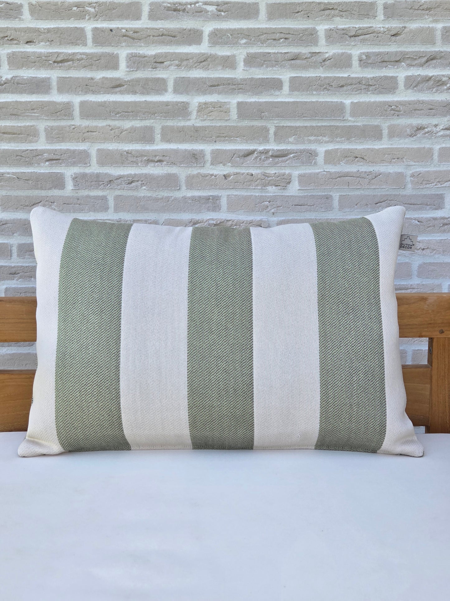 Coussin d'extérieur Cyrus Swamp Green 40x60 cm – Motif rayé