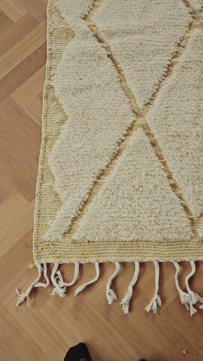 Beni Ouarain - Tapijt (Wit/Geel) - Uniek exemplaar!