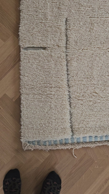 Beni Ouarain - Tapis (Blanc/Bleu) XL - Unique en son genre !